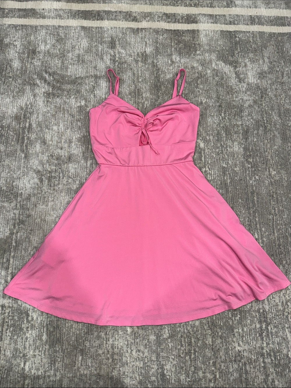 Francesca's Collections Pink Tie-Front Spaghetti Strap Mini Dress